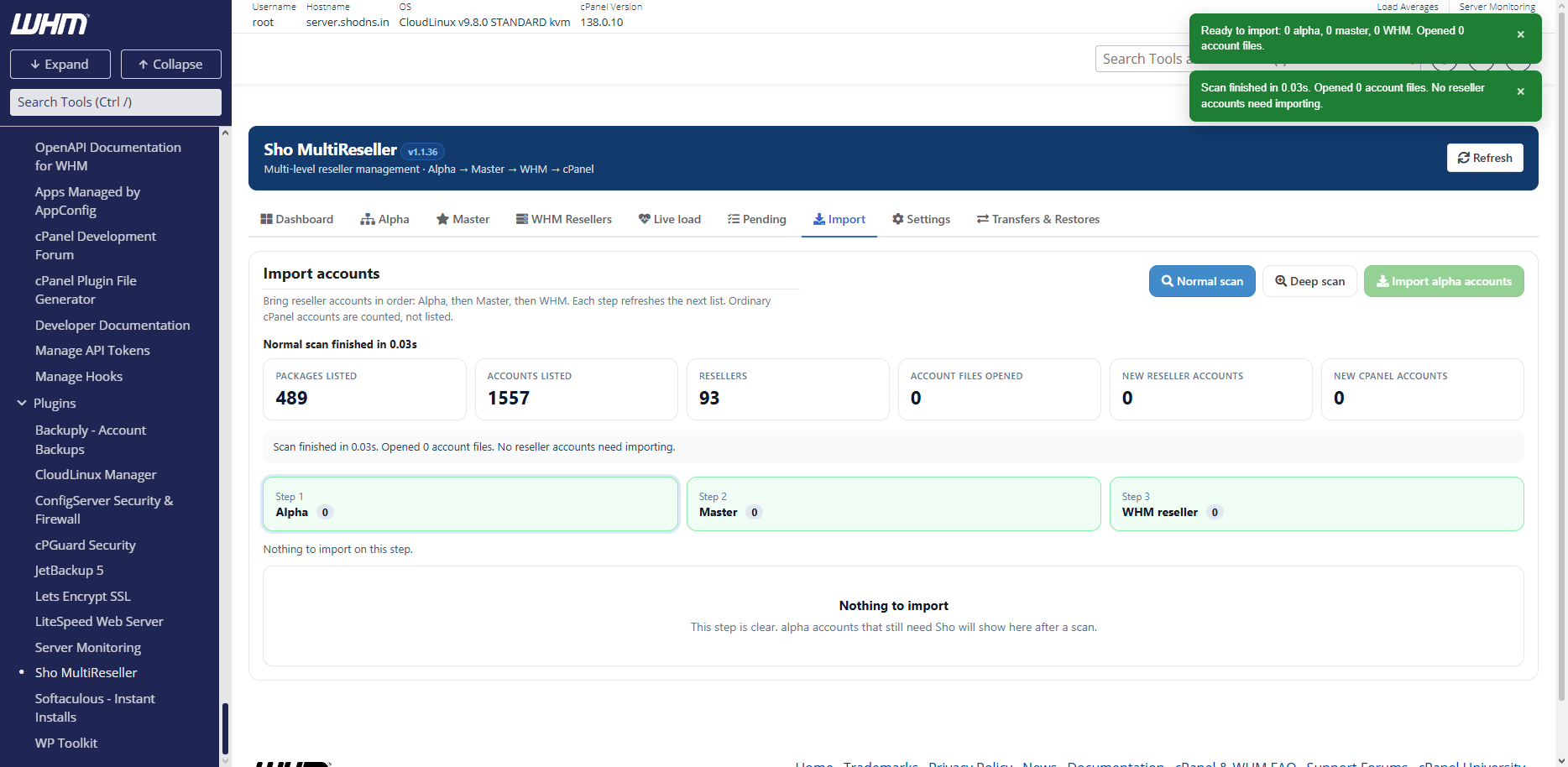 Account scanner and hierarchy repair
