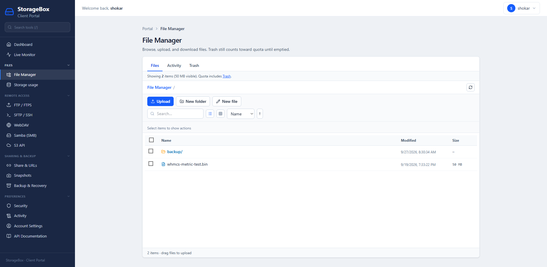 Web file manager