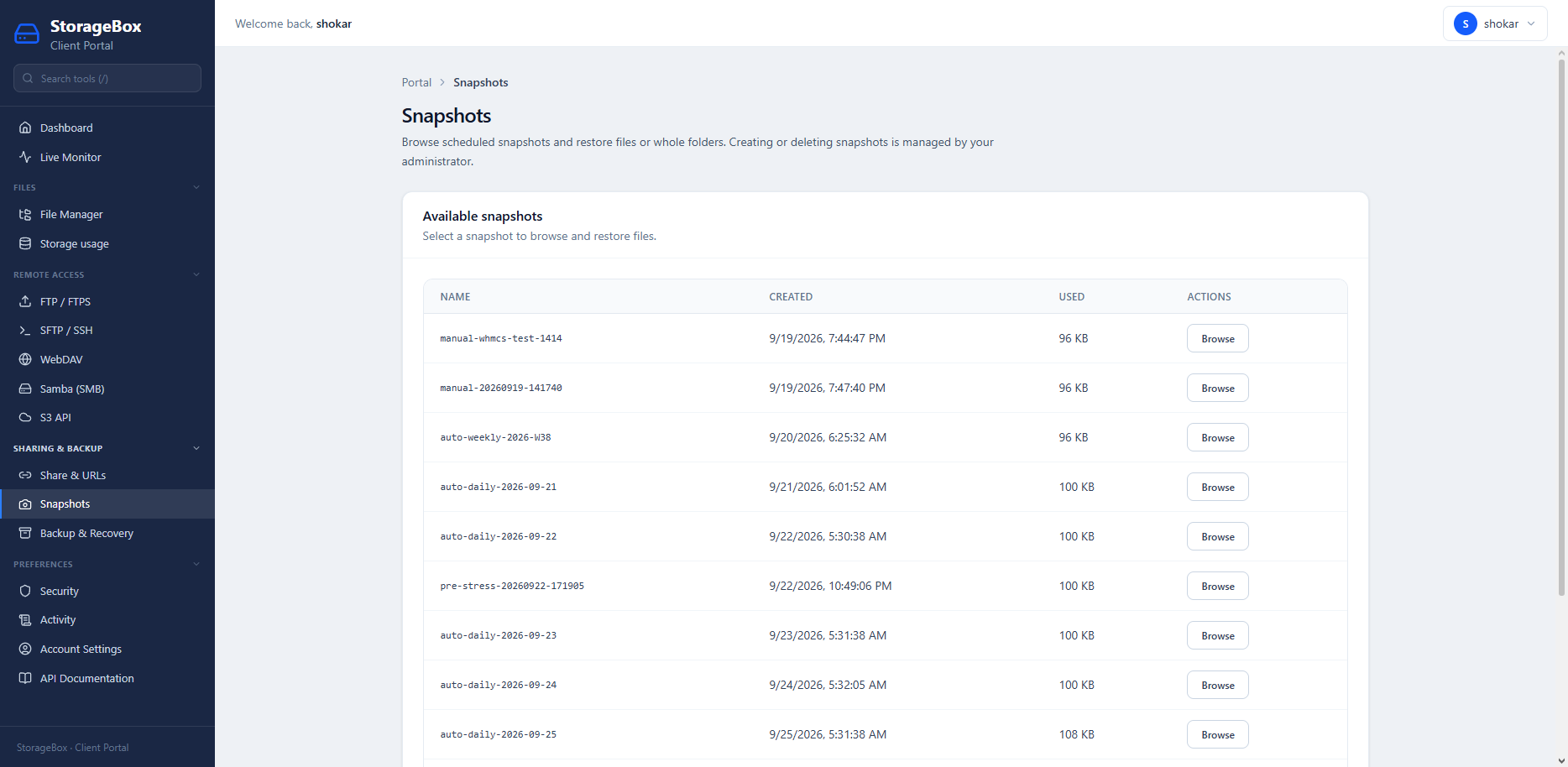 Snapshots and versioning