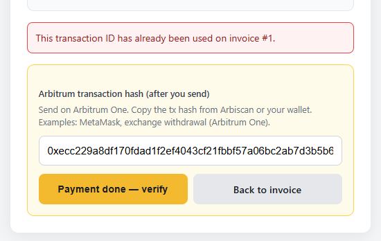 Duplicate transaction protection