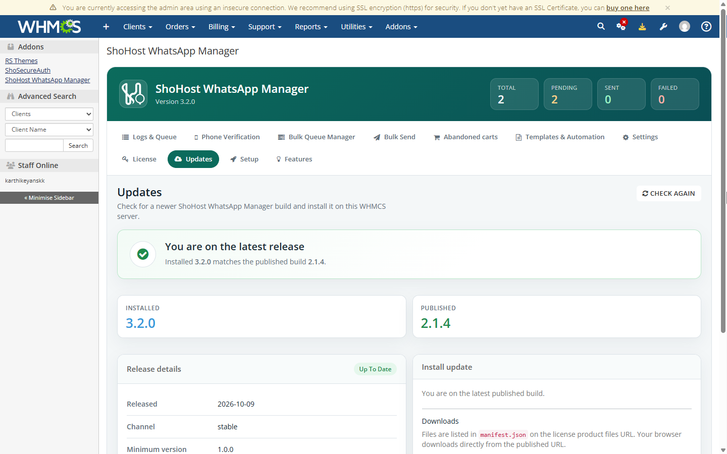 In-module updates and release manifest